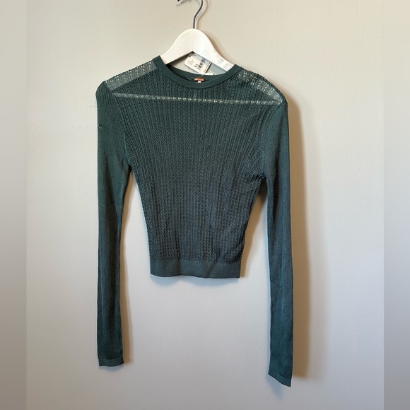 BNWT - free people long sleeve knit sweater - xs - green - Picture 1 of 5